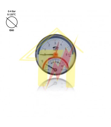 Μανόμ/Θερμο Φ80 0-4 Bar/0-120°C